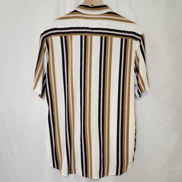 Denim & Flower Men's Ricky Singh Camp Shirt Size L Olive Stripe Button Front - Picture 6 of 8